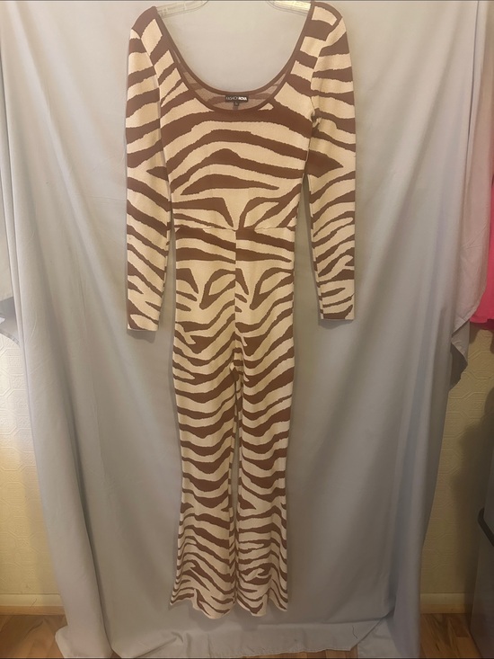 Fashion Nova Pants - Fashion Nova Brown & Cream Zebra-Stripe Knit Top